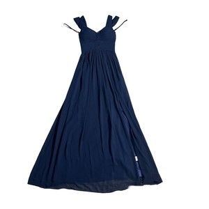 BARIANO Ocean of Elegance Women Navy Blue Maxi Dress - XS